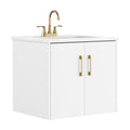 phiestina 24 Inch White Floating Bathroom Vanity, Pre-Assembled Wall-Mounted Cabinet with 2 Soft-Close Doors & 3 Hole Ceramic Sink, No Faucet,BV08-24-WHITE