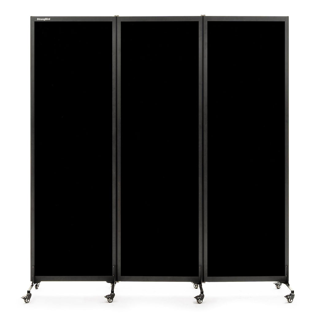 Upgrade Version Room Partition and Divider, Freestanding Rolling Dividers with Wheels,Office Privacy Screen Divider Wall,Classroom Felt Dividers,6'L* 6'7"H,3 Panel,Black
