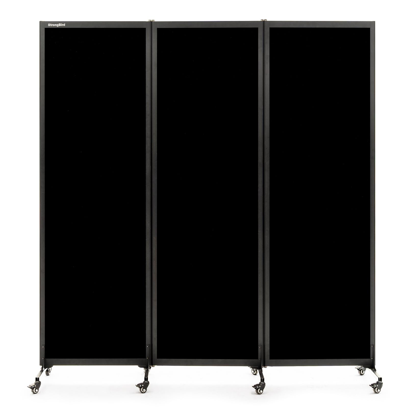 Upgrade Version Room Partition and Divider, Freestanding Rolling Dividers with Wheels,Office Privacy Screen Divider Wall,Classroom Felt Dividers,6'L* 6'7"H,3 Panel,Black