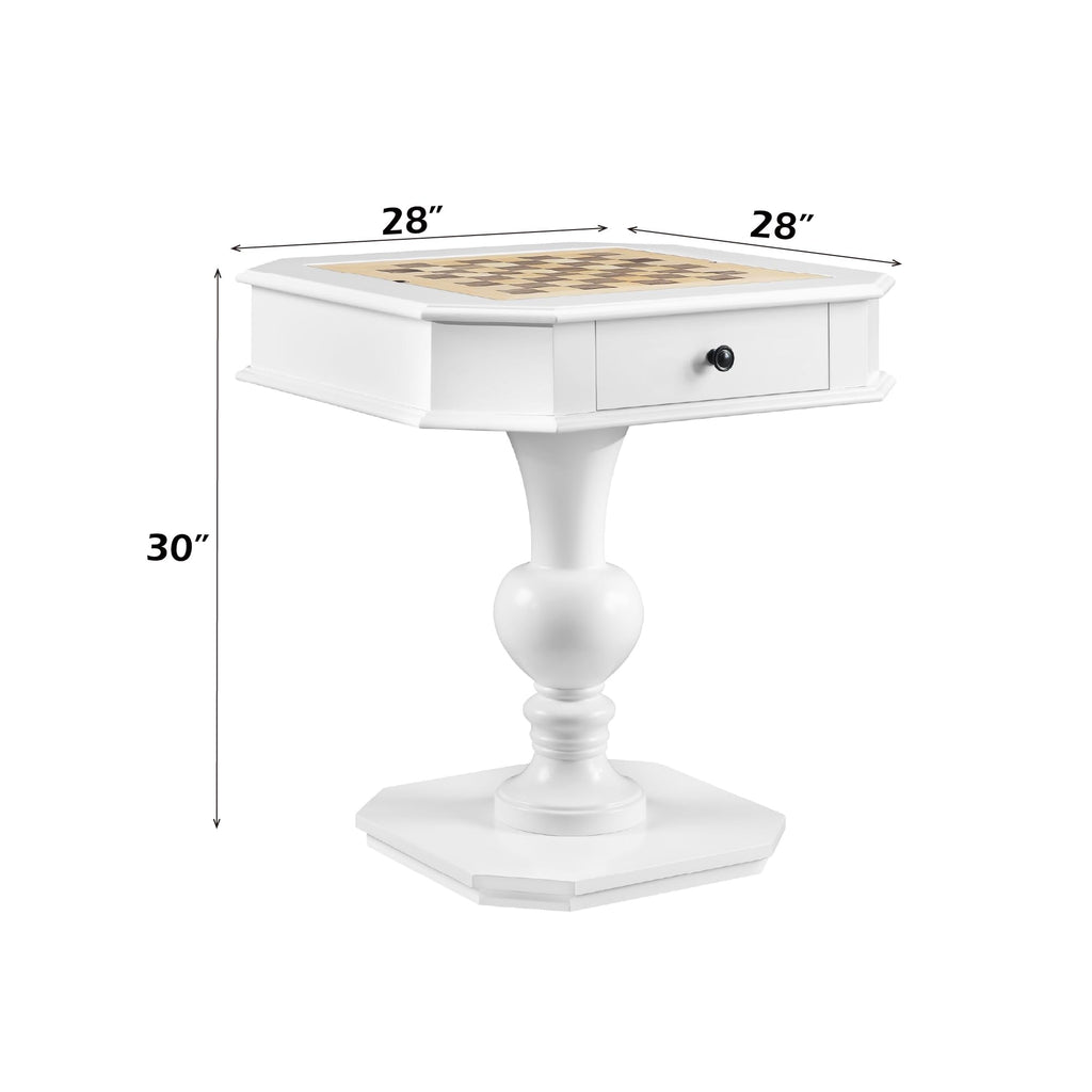 ComeWay Chess Table, Reversible Chess Checker Game Table with 2 Drawers for Family Entertainment Room, 3-in-1 Square Game Tray for Chess Checker Backgammon, White