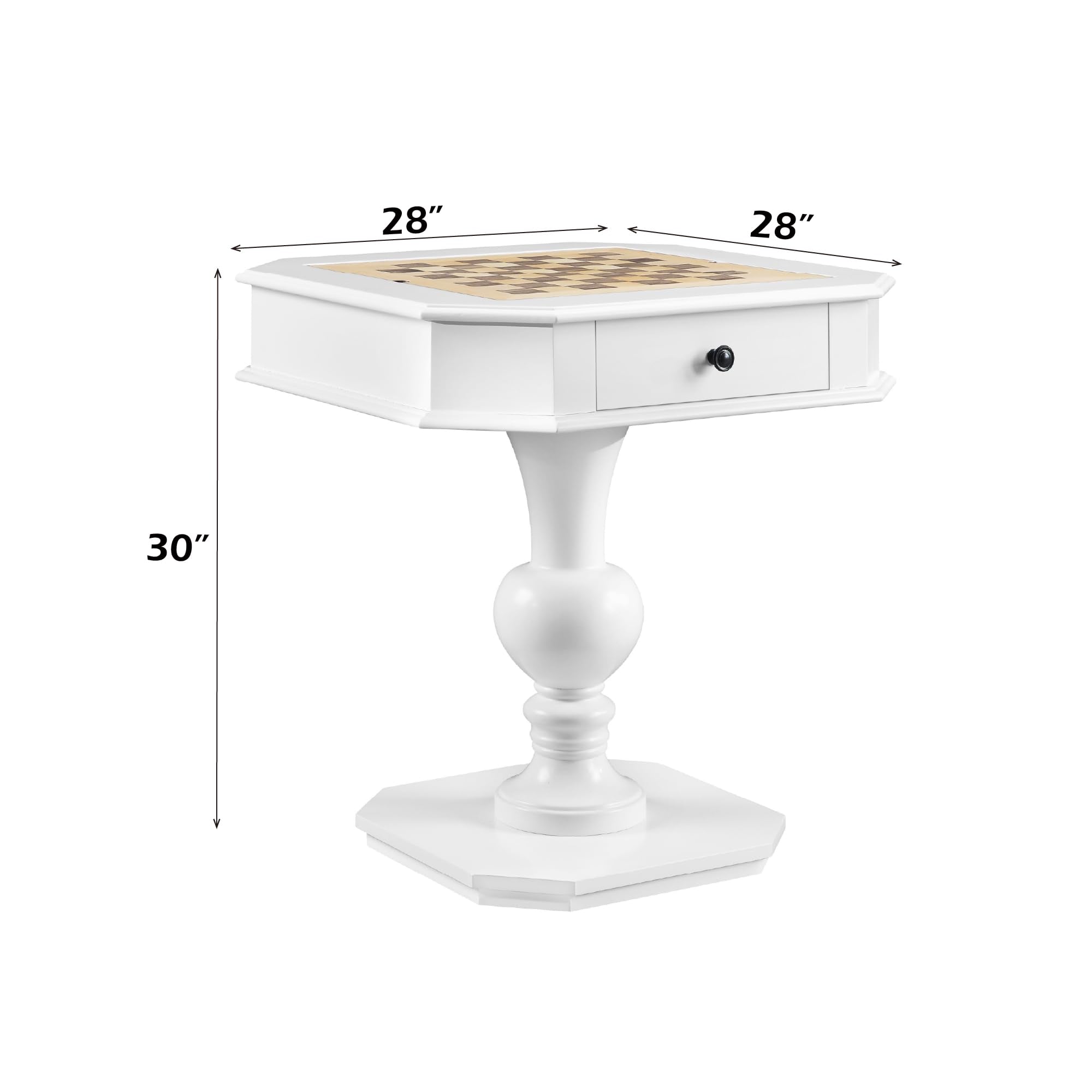 ComeWay Chess Table, Reversible Chess Checker Game Table with 2 Drawers for Family Entertainment Room, 3-in-1 Square Game Tray for Chess Checker Backgammon, White