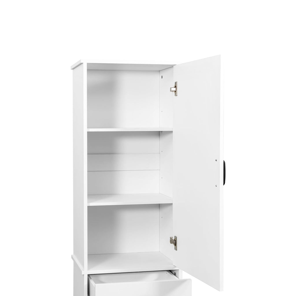 Laundry Cabinet with1 Storage Cabinet and 1 Drawer – White, Space-Saving Organization Solution for Easy Laundry Management