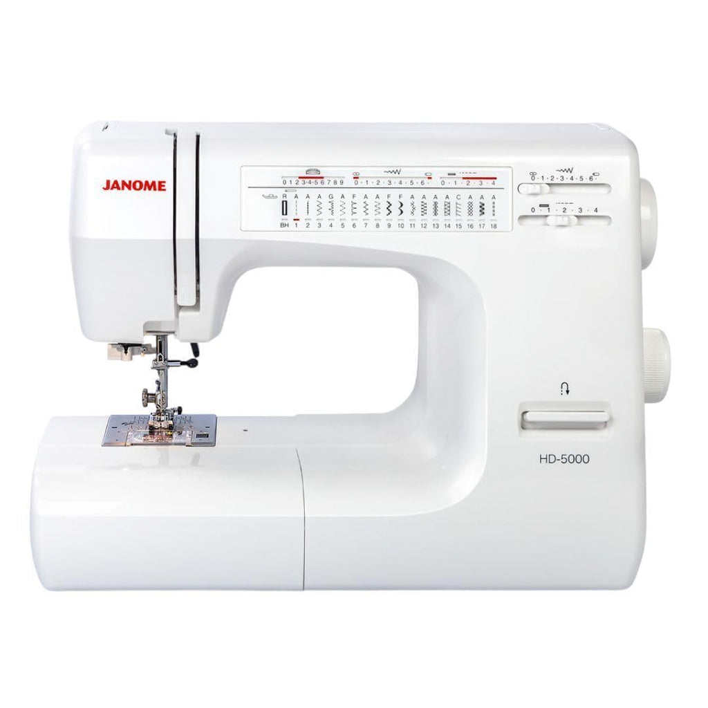 Janome HD5000 Heavy-Duty Sewing Machine for Beginners - Portable Mechanical Sewing Machines with Accessories and Cover, Leather Stitching Machine for Hemming, Clothes, Jeans, Quilting, Upholstery