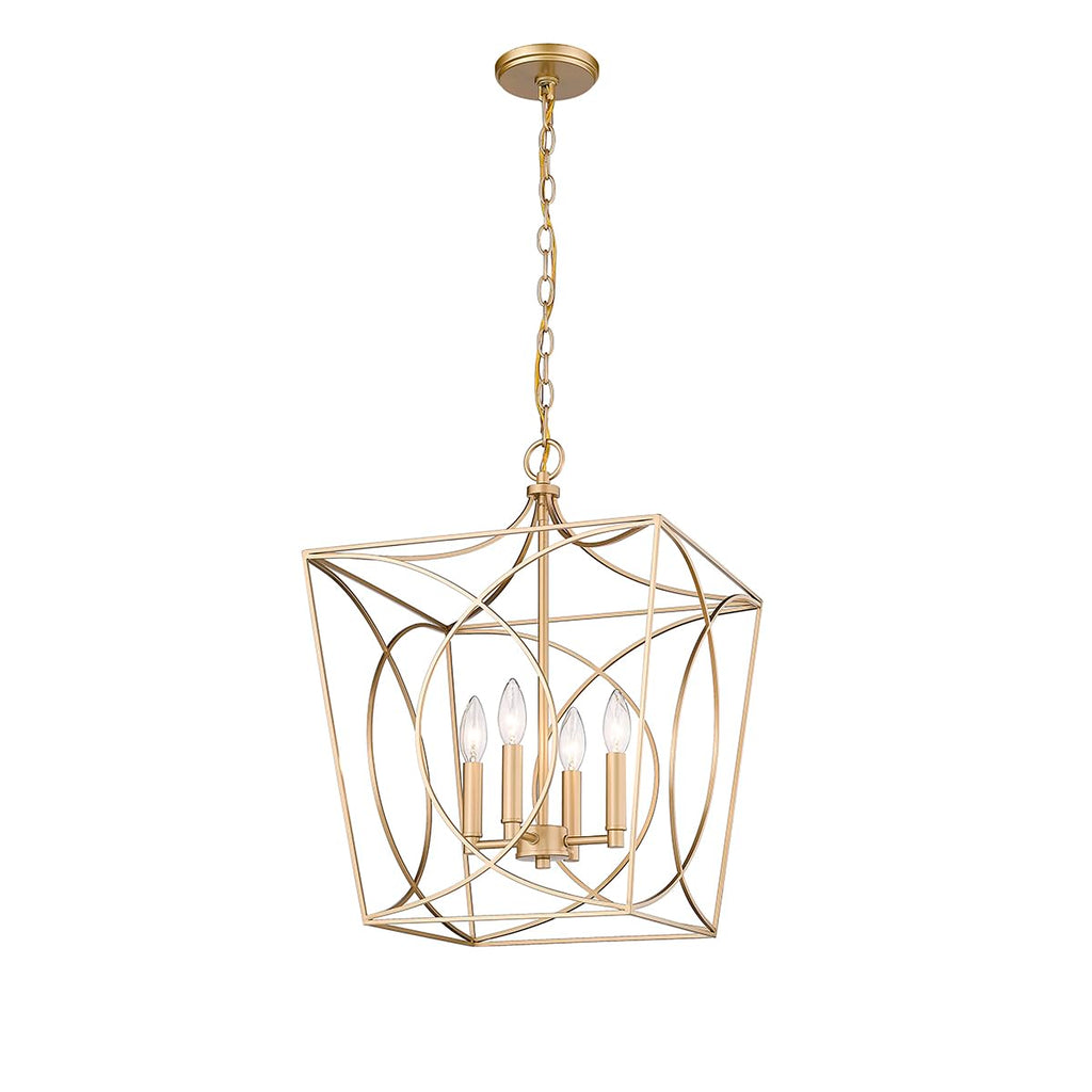 ML Lighting Tracy - 4 Light Pendant-21.9 Inches Tall and 15.87 Inches Wide-Painted Modern Gold Finish -Traditional Installation