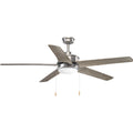 Progress Lighting P2574-8130K Protruding Mount, 5 Driftwood Blades Ceiling fan with 18 watts light, Antique Nickel