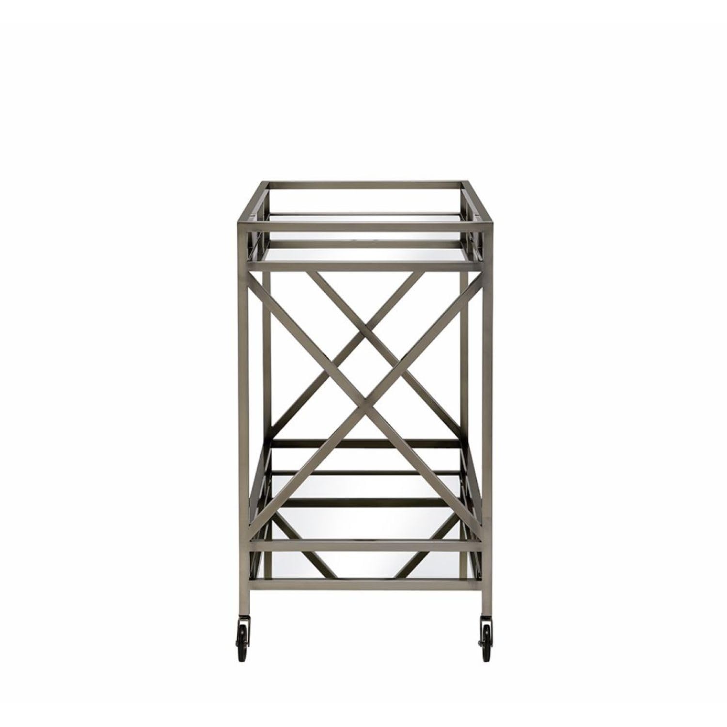 Kristensen Mirrored & Antique Gold Finish Serving Cart - Antique Gold - Serving Cart with Mirrored Top & Shelf - Elegant Finish