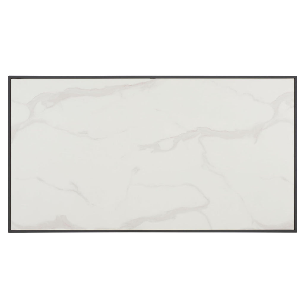 SAFAVIEH Home Collection - Acelin White Faux Marble Top & Black Metal Base Rectangular Coffee Table (COF7017A)