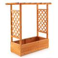 Wooden Raised Garden Bed Planter, Outdoor Planter Box with Trellis, Cedar Garden Planter with Climbing Frame, Patio Vertical Plant Growing Bed, Decorative Outdoor Plant Support Box