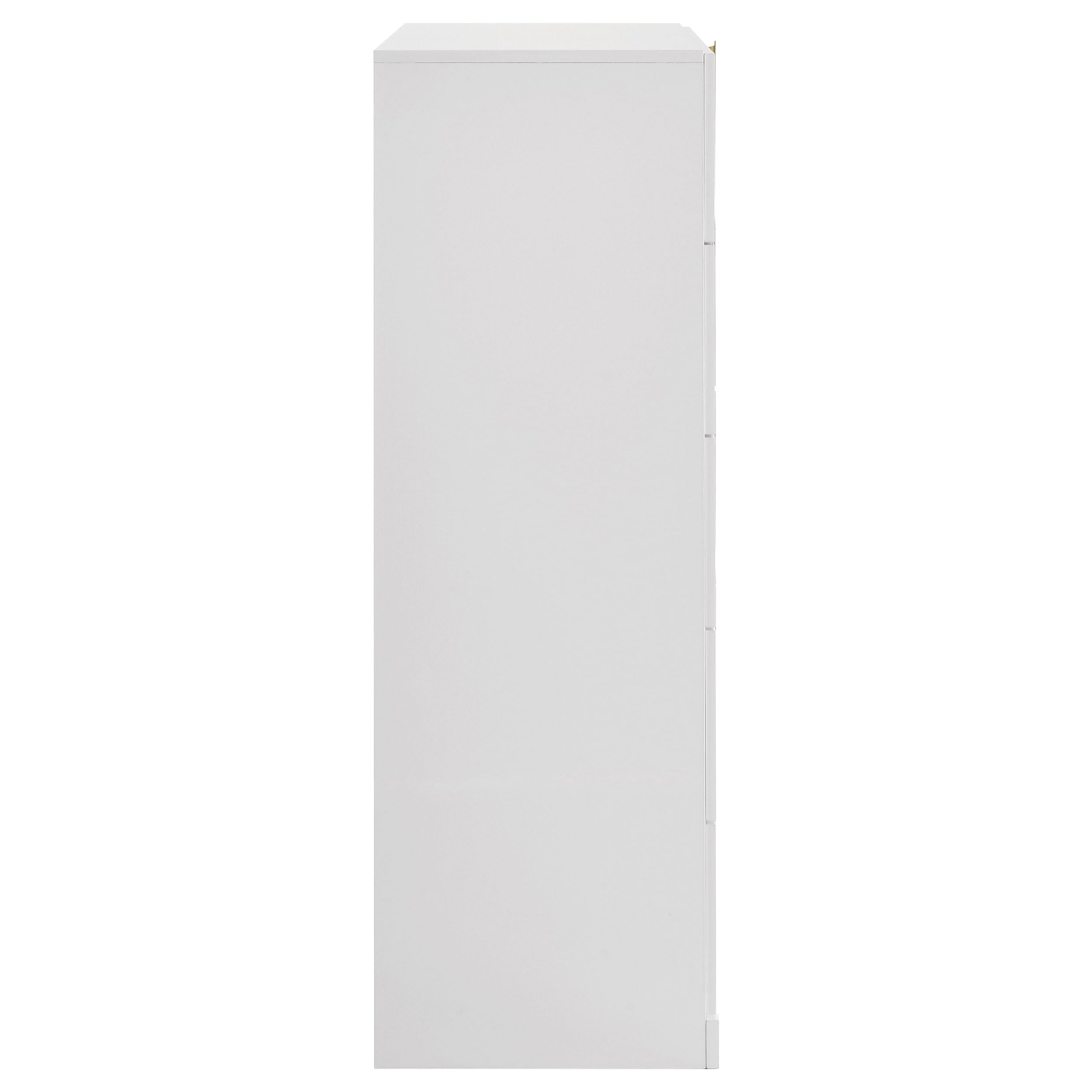 Coaster Home Furnishings - INES - Wood - 5-Drawer Chest with Vertical Gold Pulls, English Dovetail Joinery and Contemporary Design - Bedroom - White High Gloss - 223095