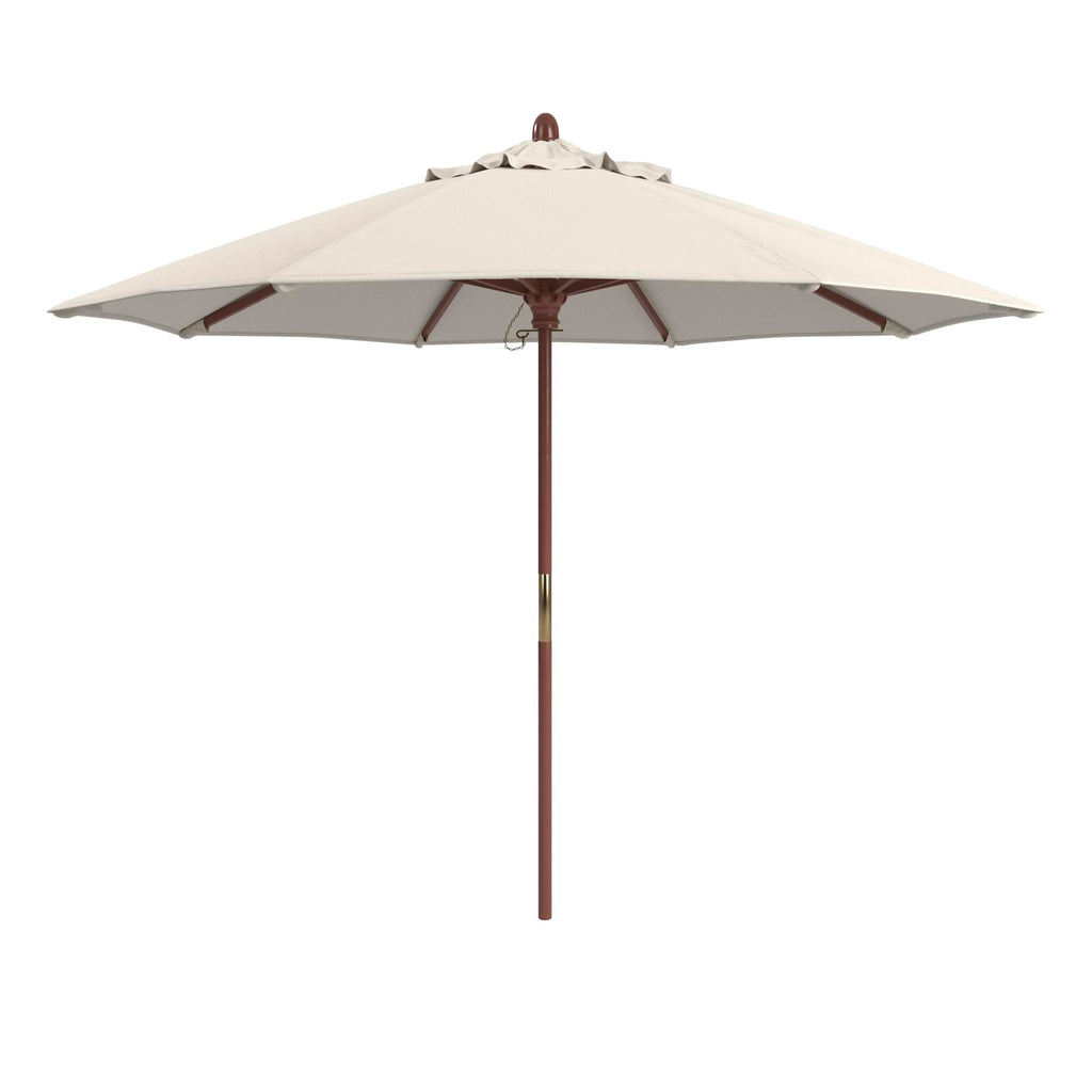 California Umbrella 9' Premium Commercial Hardwood Patio Umbrella, Manual Lift With Sunbrella Natural Fabric