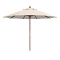 California Umbrella 9' Premium Commercial Hardwood Patio Umbrella, Manual Lift With Sunbrella Natural Fabric