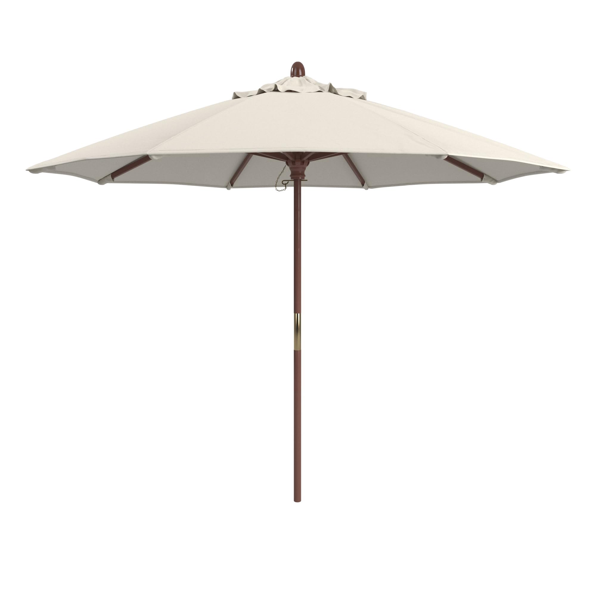 California Umbrella 9' Premium Commercial Hardwood Patio Umbrella, Manual Lift With Sunbrella Natural Fabric