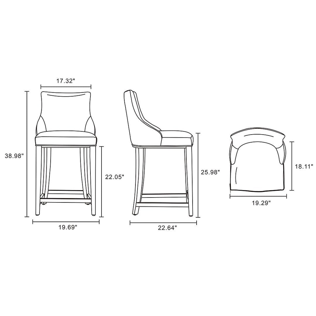 Manhattan Comfort Shubert Counter Stool with Backseat | Upholstered Leatherette, Beech Wood Legs | Perfect Bar Stool for Bar and Kitchen | Commercial Grade | Fully Assembled, Set of 1, Dark Taupe