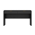 Manhattan Comfort Grace 54" Modern Office Desk with 2 Drawers, Wood Table with Metal Recessed Handles for Work from Home, Study, Craft, Stylish Executive Desk, Black and Gold