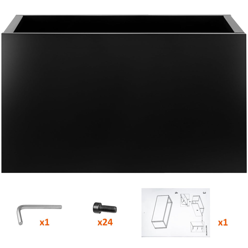Meyoppm 40"x16"x24" Steel Planter Box, Heavy Duty Galvanized Metal Planter with Drainage Hole, Rust-Resistant Indoor & Outdoor Planter for Patio, Balcony, Garden Black
