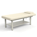 Heavy Duty Professional Stationary Massage Bed Wide Stationary Massage Table with Backrest for Treatment Table Physical Therapy Table Spa Facial Bed, Metal Frame PU Leather (Integral Structure)