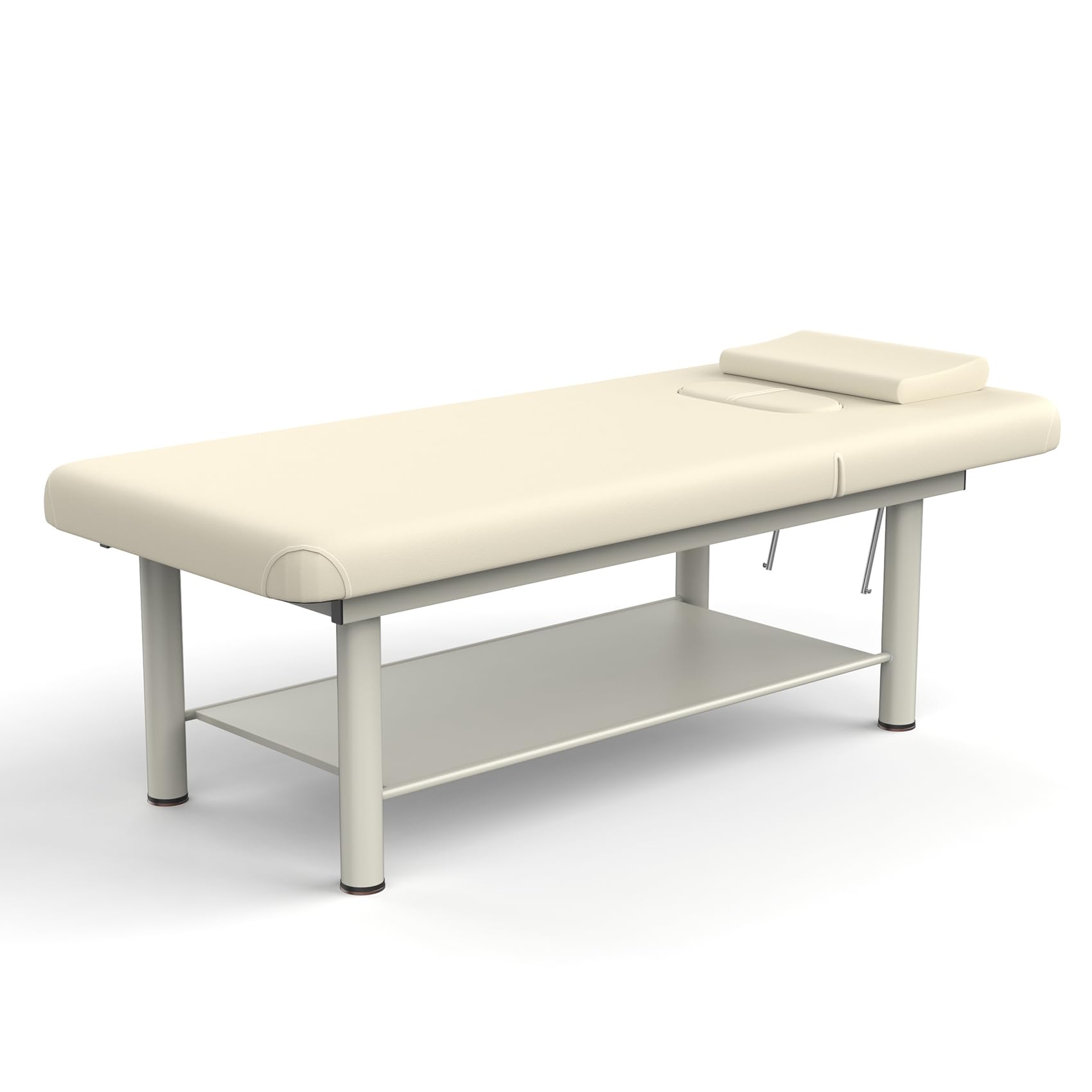 Heavy Duty Professional Stationary Massage Bed Wide Stationary Massage Table with Backrest for Treatment Table Physical Therapy Table Spa Facial Bed, Metal Frame PU Leather (Integral Structure)