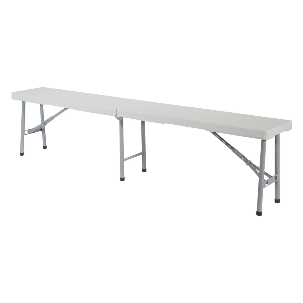 Office Star Resin 6 Foot Folding Bench and 6 Foot Resin Center-Folding Portable Table