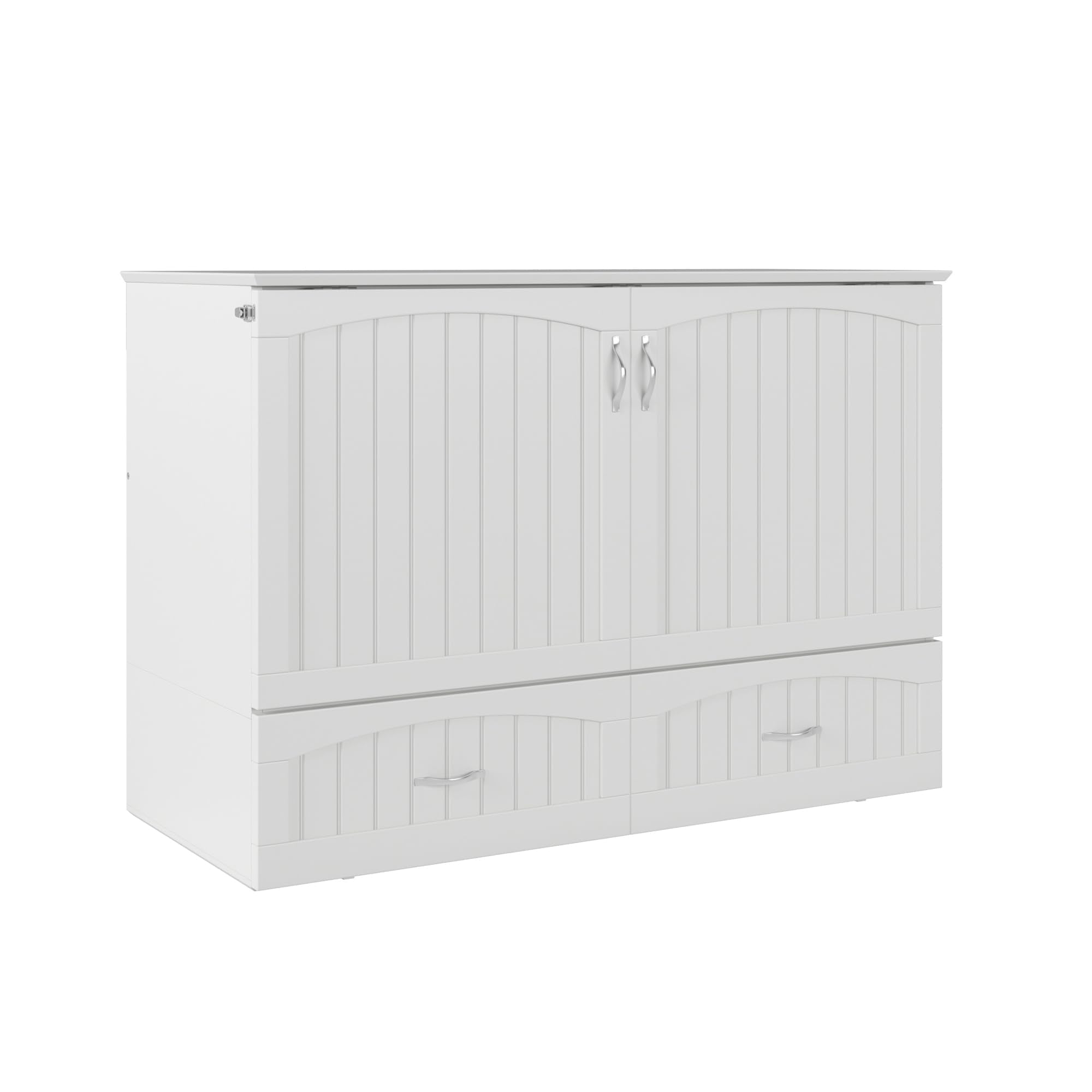 AFI, Southampton Murphy Bed Chest Full with 6" Mattress, Built-in USB Charger & Storage Drawer, White