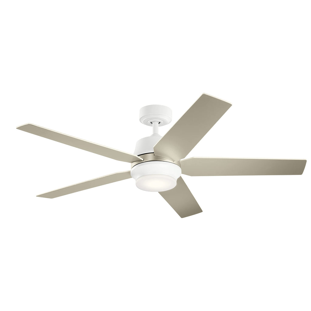 Kichler Maeve 52 inch LED Ceiling Fan with Satin Etched Cased Opal Glass in Matte White with Matte White Blades