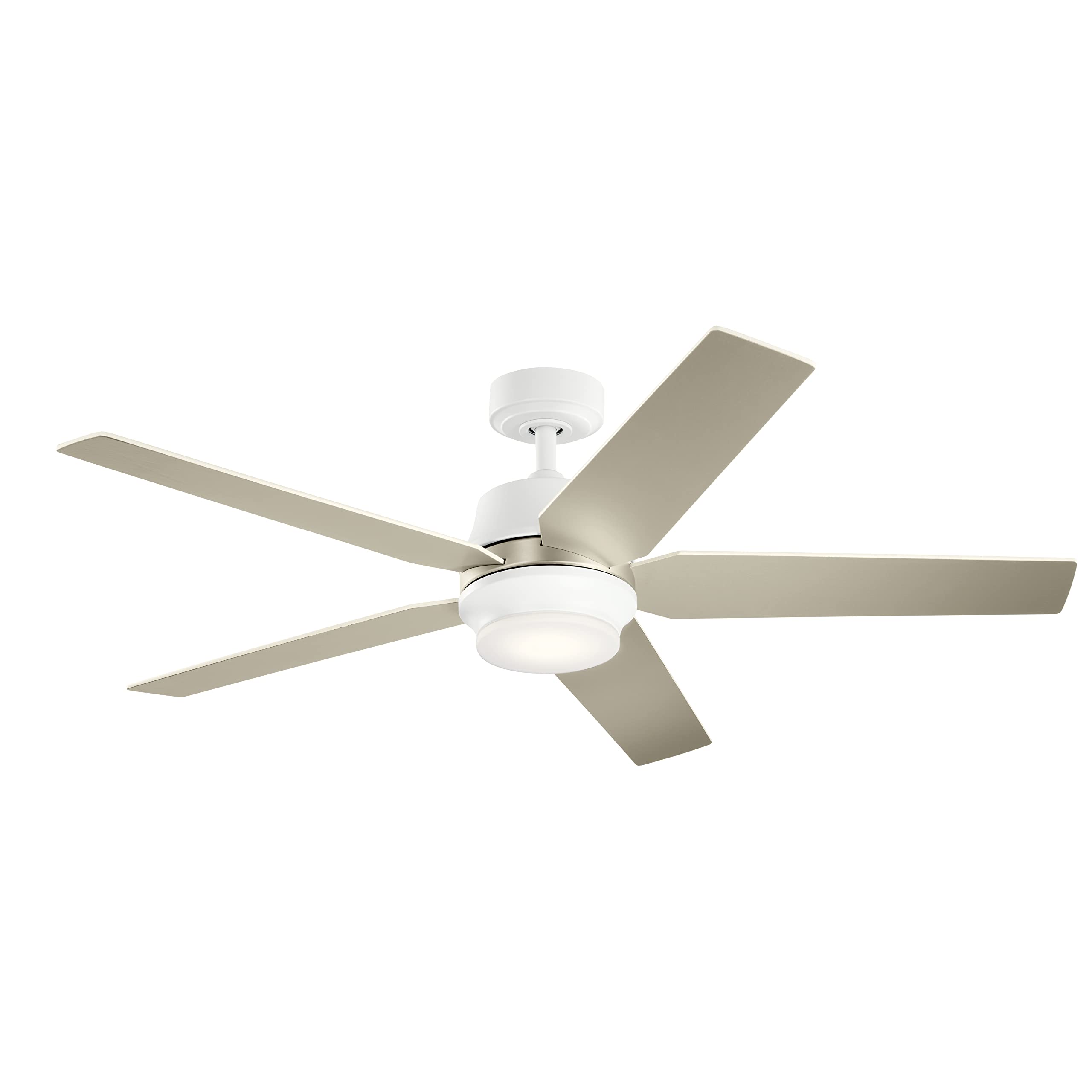 Kichler Maeve 52 inch LED Ceiling Fan with Satin Etched Cased Opal Glass in Matte White with Matte White Blades
