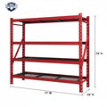 Heavy-Duty Commercial 4 Shelf Industrial Storage Rack, 77" W x 24" D x 72" H (Red, 1 PK)