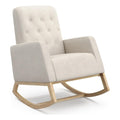 Storkcraft Northern Lights Premium Upholstered Nursery Rocking Chair (Ivory with Natural) – Stylish & Supportive Nursery Chair with Natural Wood Rocker Base, Premium Button Tufting for Classic Style