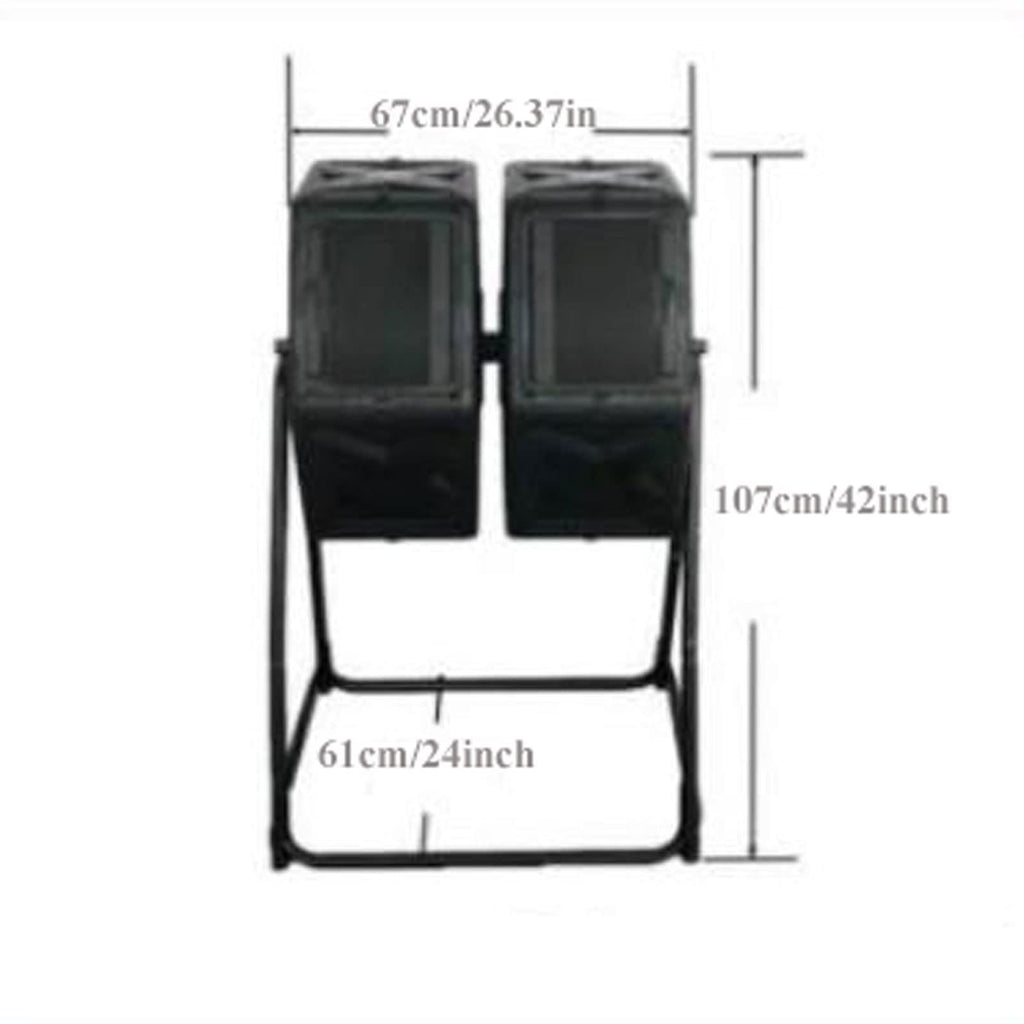 Kitchen Compost Bin, Compost Bin Tumbling Composter Rotating w/ 2 Doors Compost Bin, Dual Chamber All Season Heavy Duty Outdoor Gardening Composting Tumblers Garden Yard (140L/37 Gallon, Black) ,Indoo