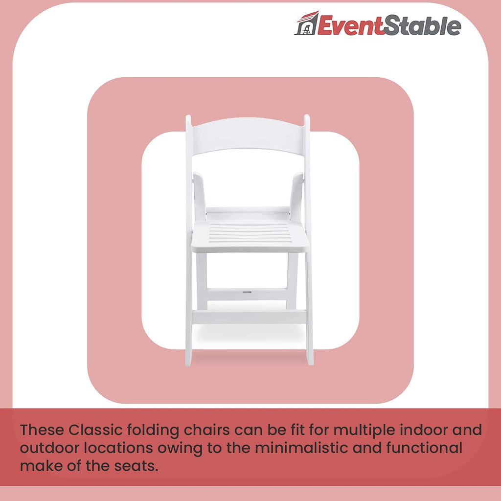 EventStable Titan PRO Resin Folding Chair - Indoor/Outdoor Lightweight Chair - Slatted Seat Folding Chair for Weddings Parties Events - 50 Pack