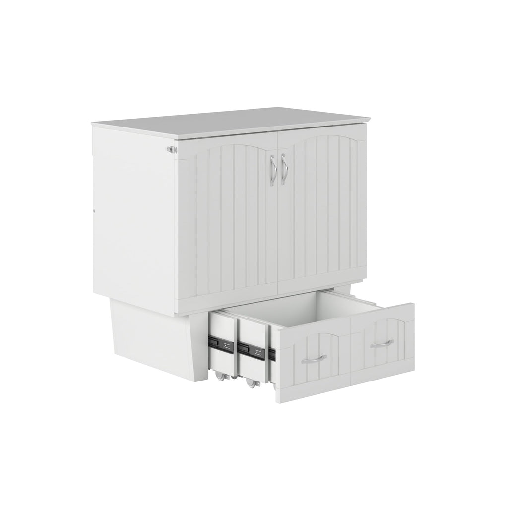 AFI, Sydney Twin Wood Murphy Bed Chest with 6" Mattress, Storage Drawer & Built-in USB Charger, White
