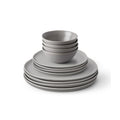 Fable Dinnerware Set - Includes 4 Each of The Dinner + Salad Plates, and The Breakfast Bowls - Dishwasher Safe, Durable Stoneware Ceramic Plates and Bowls - Dove Gray