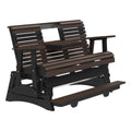 LuxCraft Plain Poly Rollback Balcony Glider with Built-in Footrest (Brazilian Walnut/Black, 5')
