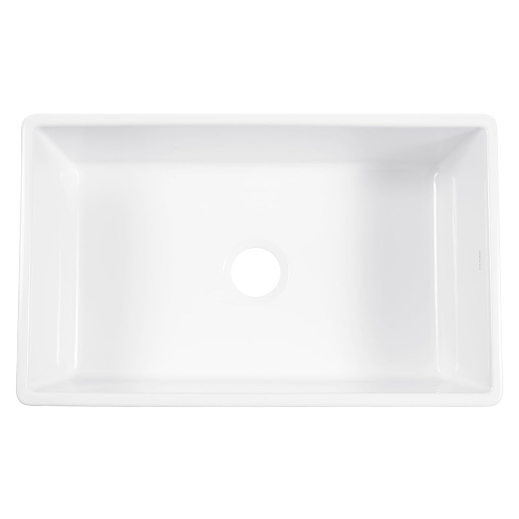 Sinkology Austen 30 Inch Farmhouse Sink Matte Black Fireclay Apron Front Single Bowl – Deep Basin, Undermount, Fits 33 Inch Cabinet