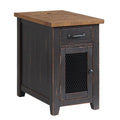 Martin Svensson Home Chairside Table - Antique Black and Honey - Rustic Style - with One Drawer and Cabinet for Storage