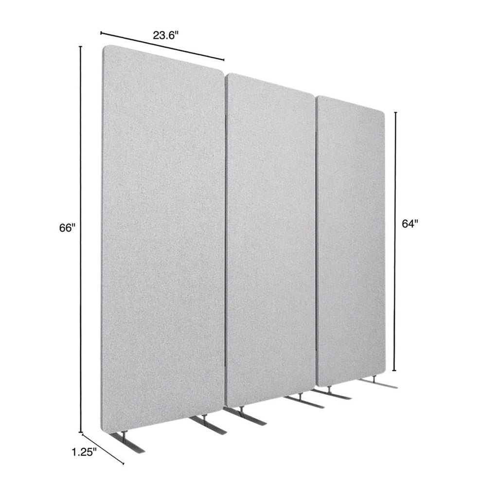 Stand Up Desk Store ReFocus Freestanding Noise Reducing Acoustic Room Wall Divider Office Partition (Cool Grey, 72" x 66", Zippered 3-Pack)
