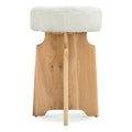 Meridian Furniture 837Cream-C Jasper Collection Mid Century Modern Boucle Fabric Upholstered Counter Stool with Solid White Oak Wood Finish, Cream, 16" W x 16" D x 26" H