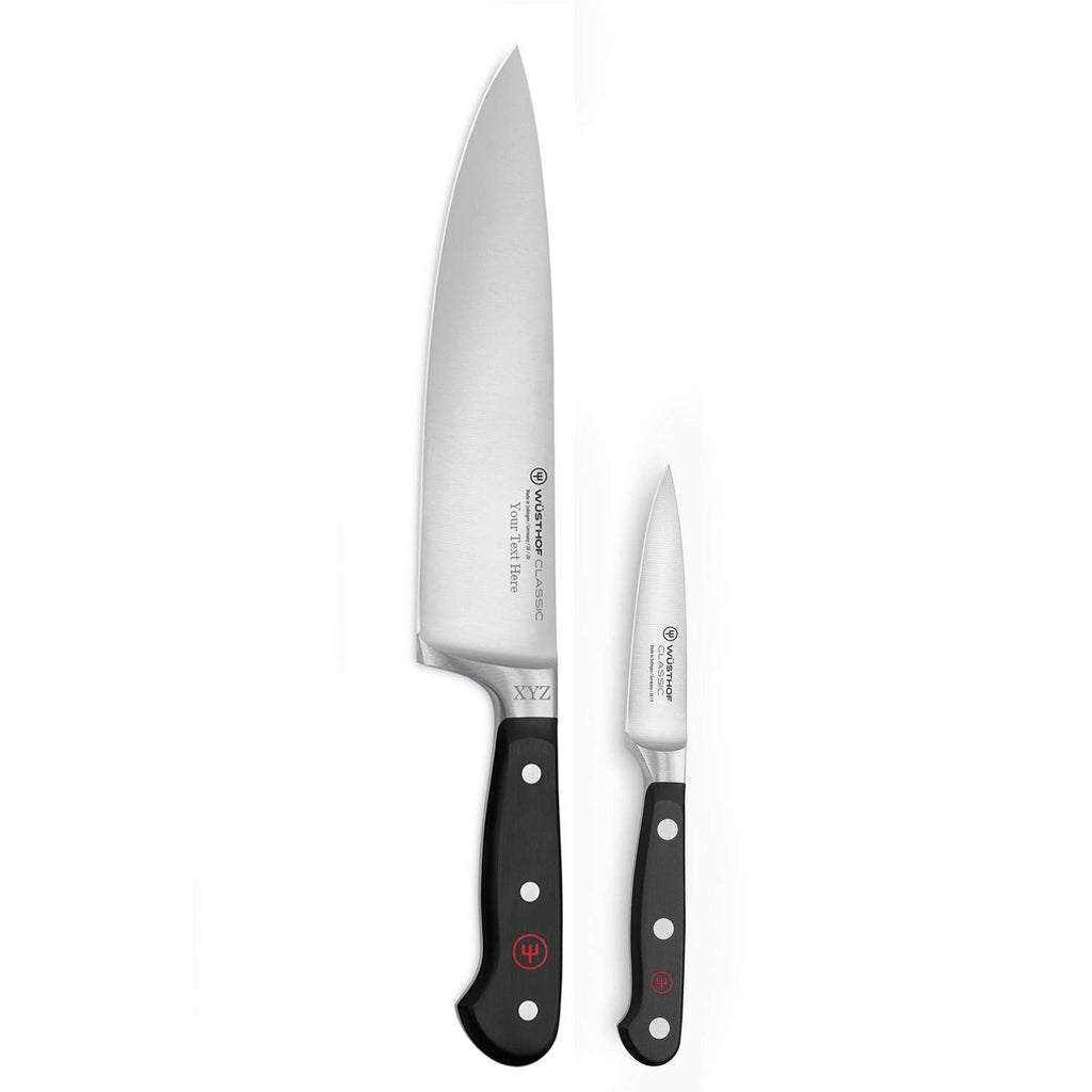 Wüsthof Classic 2-Piece Chef's Knife Set, Black - Custom Engraved