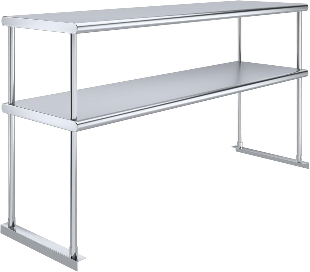 Express KitchQuip NSF Certified 18 Gauge Heavy Duty Stainless Steel Double overshelf with Brackets for Kitchens, Utility Rooms, Storage, Offices & Home