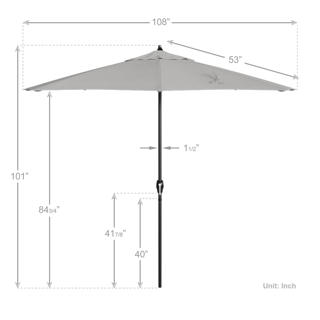 California Umbrella 12-Year Protection 9' Rd Aluminum Patio Umbrella, Crank Lift, Auto Tilt, Black Finish, Sunbrella Granite