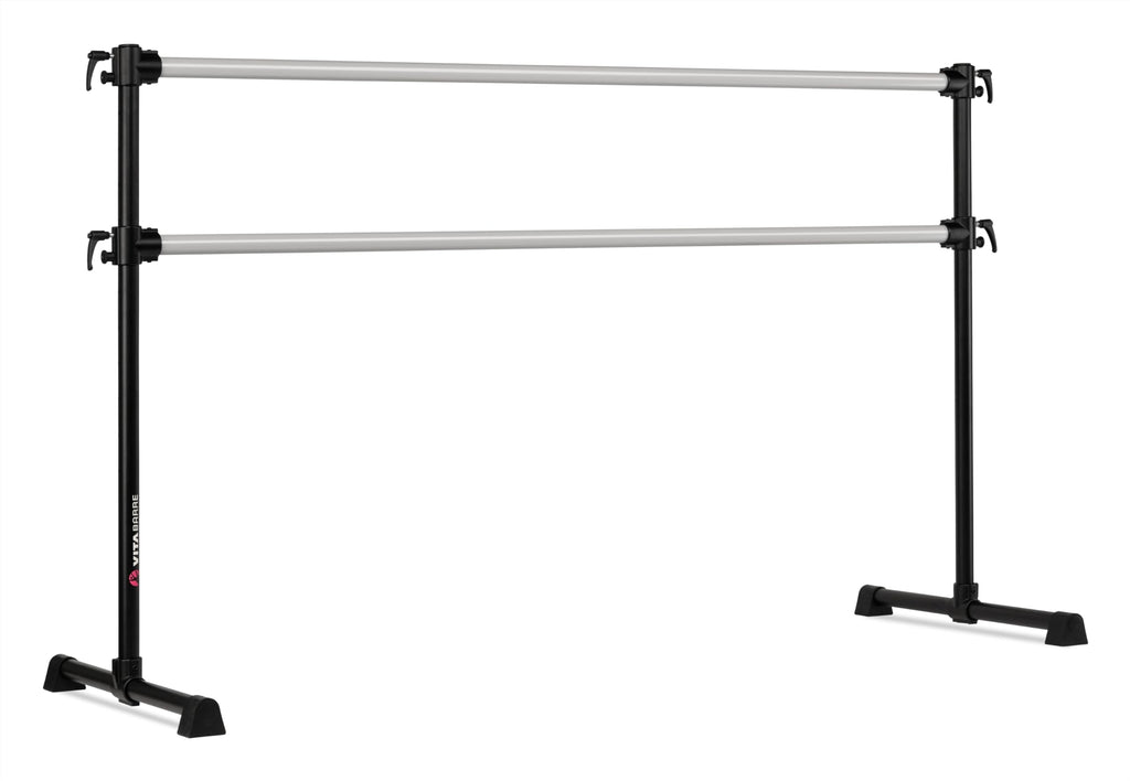 VITA Barre Portable Freestanding Double Ballet Barre, Professional, 6 Ft Bars, Black, Aluminum | Adjustable Height, Made in USA, Home or Gym Exercise Equipment for All Ages | Dance, Fitness, Pilates