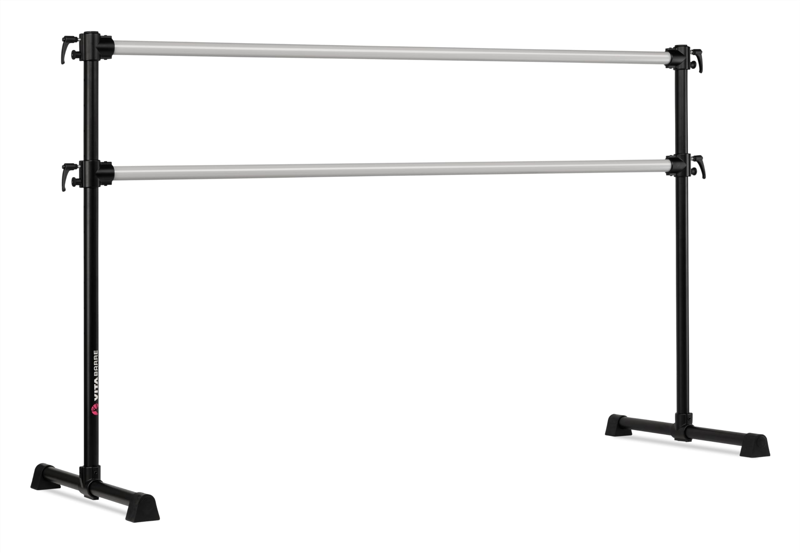 VITA Barre Portable Freestanding Double Ballet Barre, Professional, 6 Ft Bars, Black, Aluminum | Adjustable Height, Made in USA, Home or Gym Exercise Equipment for All Ages | Dance, Fitness, Pilates