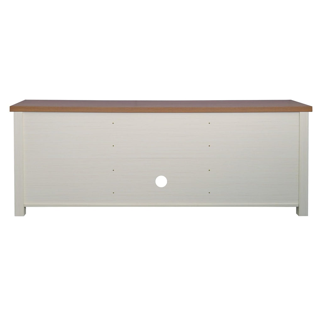 Flash Furniture Kilead Farmhouse TV Stand for up to 80" TVs-65 Engineered Wood Media Console with Open Storage, 65", Walnut Top/White Frame