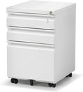 Oasecrilio Filing Cabinet 3 Drawer, Locking File Cabinets for Home Office, Mobile Filing Cabinet for A4/Letter/Legal Size File Folders, Fully Assembled, Matte White