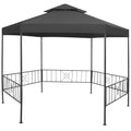 Large Hexagonal Garden Gazebo, Anthracite Powder-Coated Steel Frame, 127.2x127.2 inch Outdoor Canopy Tent for Patio, Backyard Events Outdoor Structures
