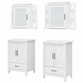 Bush Home Key West 48W Double Vanity Set with Sinks and Medicine Cabinets in White Ash