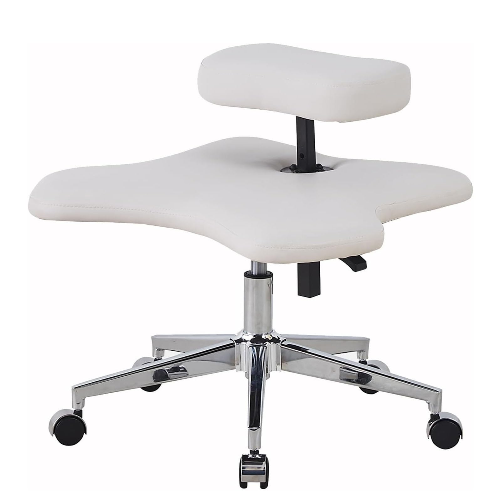 360° Rotatable Meditation Chair for Improve Posture, Cross Legged Kneeling Office Chair Game Stool with Wheels, Waterproof Ergonomic Cross Legged Chai,White-One Size
