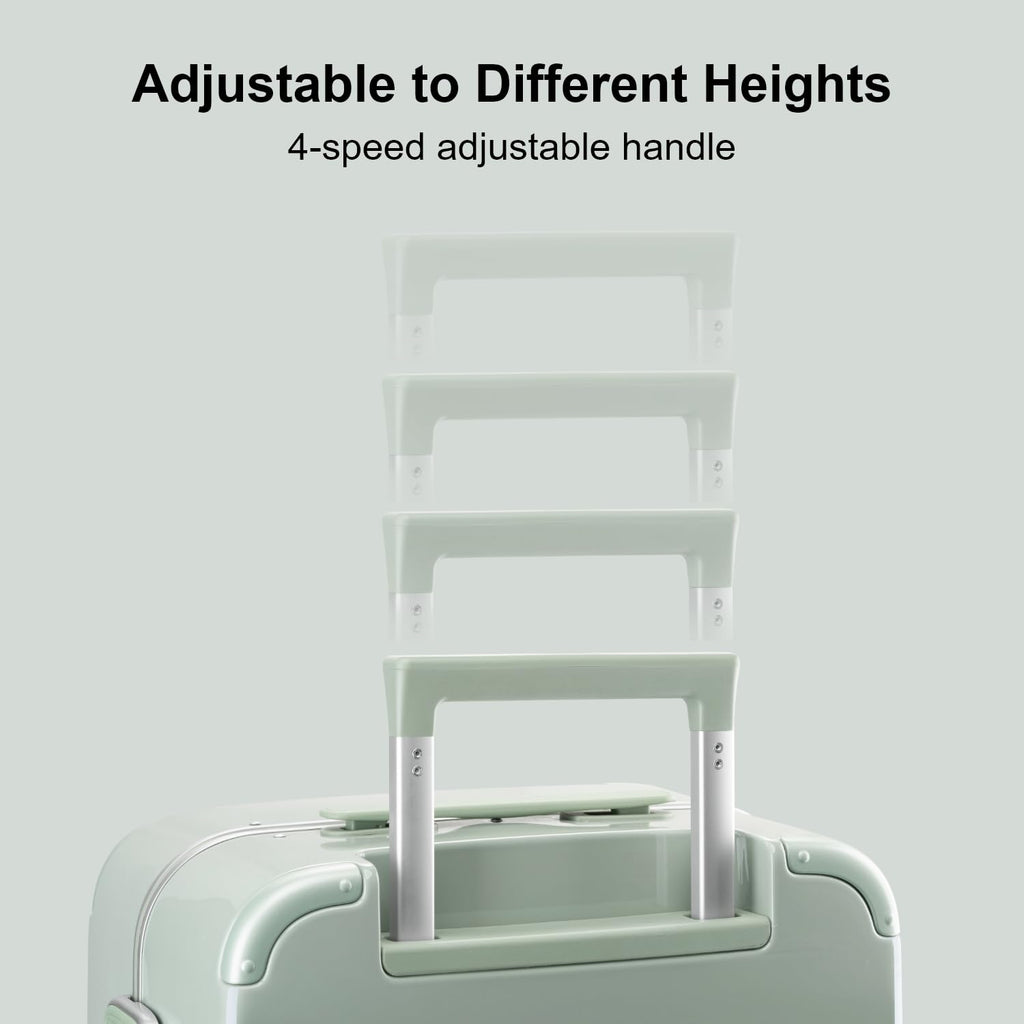LEVEL8 Zipperless Carry On Luggage Airline Approved with Aluminum Frame, Cute Hardside Suitcase with Spinner Wheels, Metal Rolling Travel Case with Tsa Locks, 20 Inch, Light Green