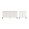 Manhattan Comfort Abbey 2 Piece Set, 67" Sideboard and Accent Cabinet with Adjustable Shelves, Modern Tray Top Design, Soft Close Doors, Ideal for Dining, Living Room, and Bedroom, Maple and Off White