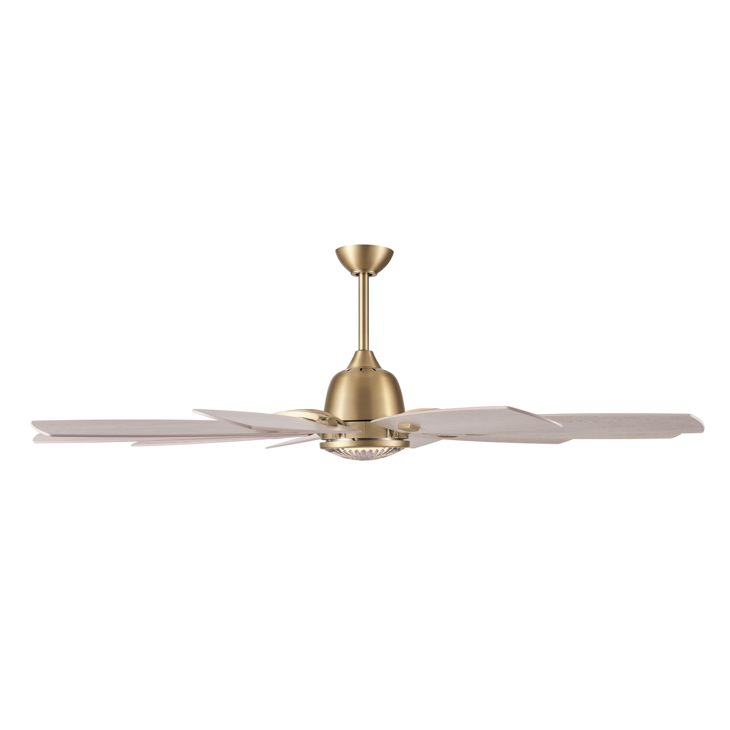MINKA-AIRE Barn 65" 10-Blade 5CCT LED Smart Ceiling Fan - Legacy Brass and Bleached Wood Blades with Clear Glass