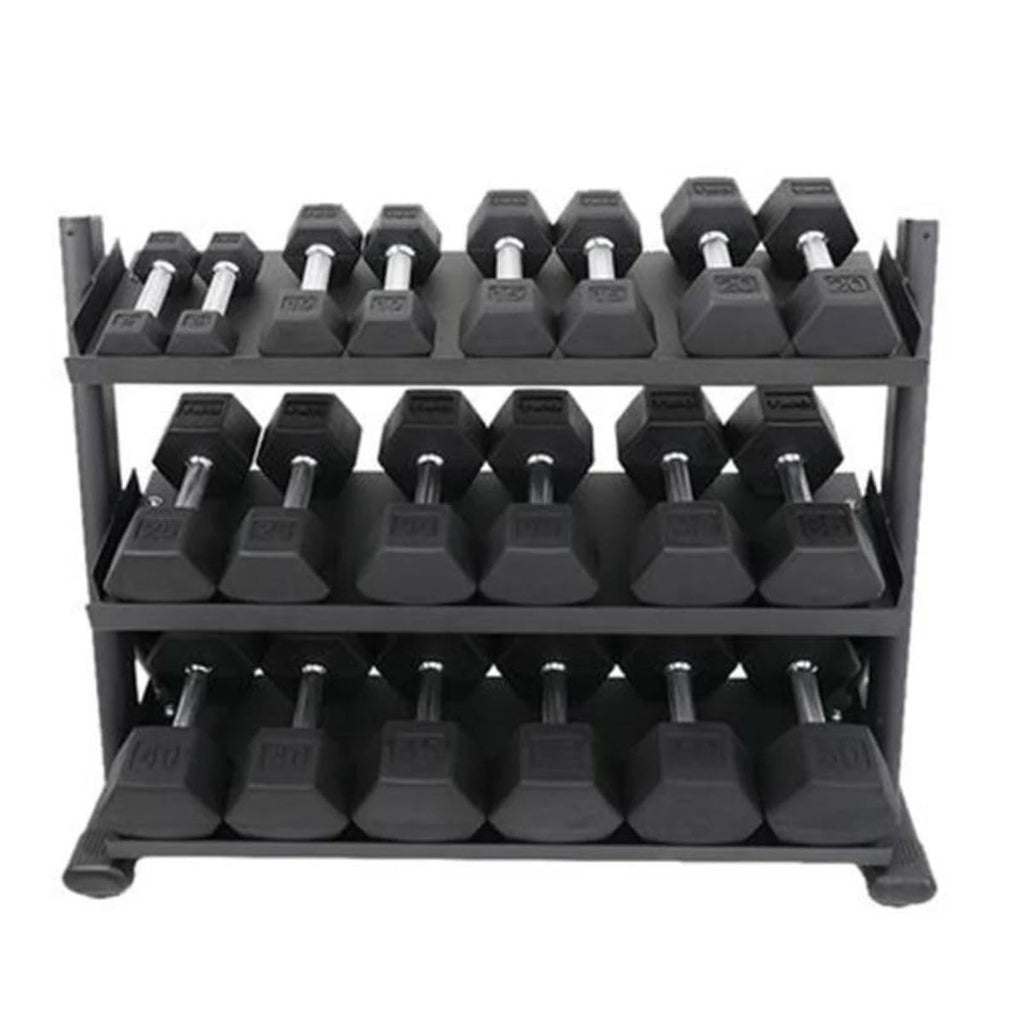 TKO 3-Tier Dumbbell Rack & Kettlebell Rack | Perfect for Any Home Gym | Black Weight Stand | Keep Your Workout Area Clean & Safe